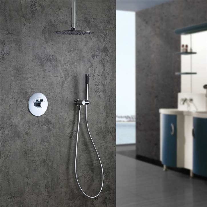Fontana two-way wall-mounted shower mixer with rainfall shower and handheld shower